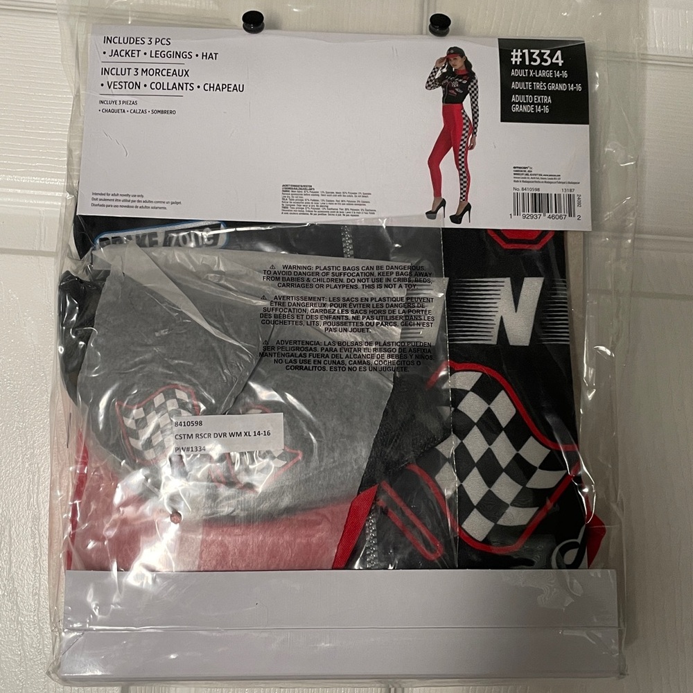 Racecar Driver Halloween Costume Jacket Leggings & Hat Amscan NEW - Picture 3 of 5
